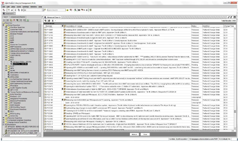 My Volume of Changes in Oracle Agile PLM